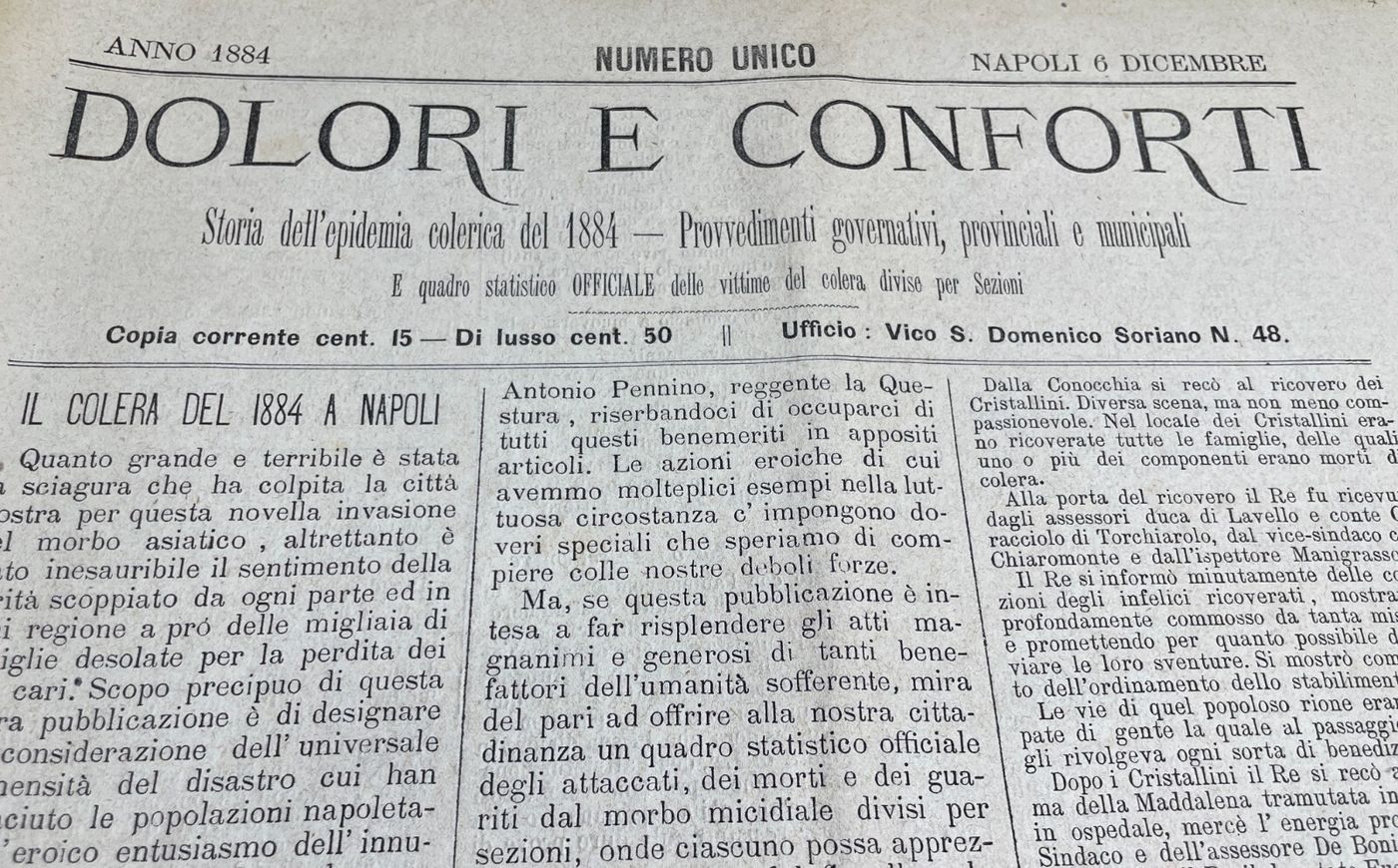 Napoli: Medicina, Igiene E L'Epidemia Colerica Del 1884