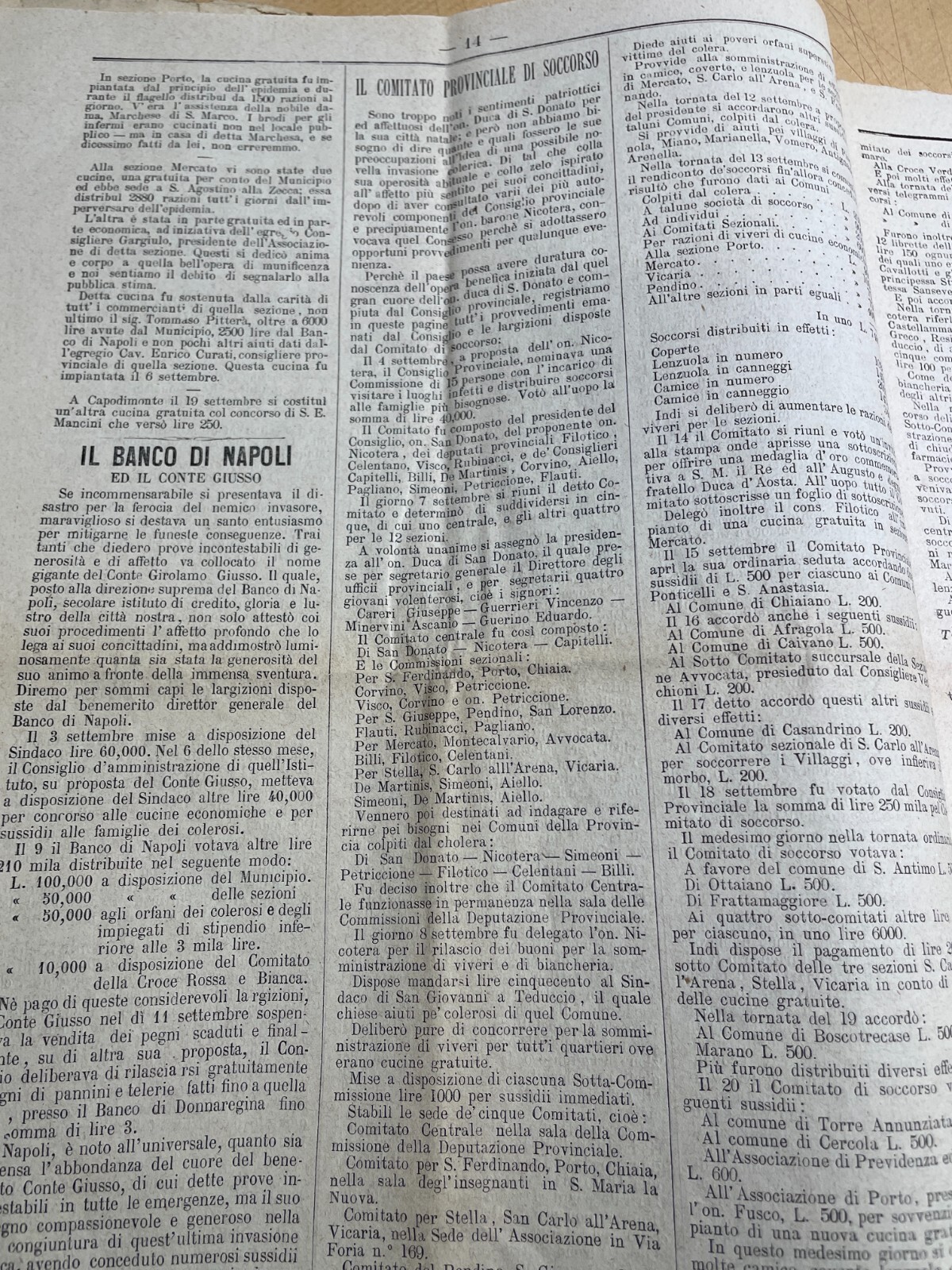 Napoli: Medicina, Igiene E L'Epidemia Colerica Del 1884