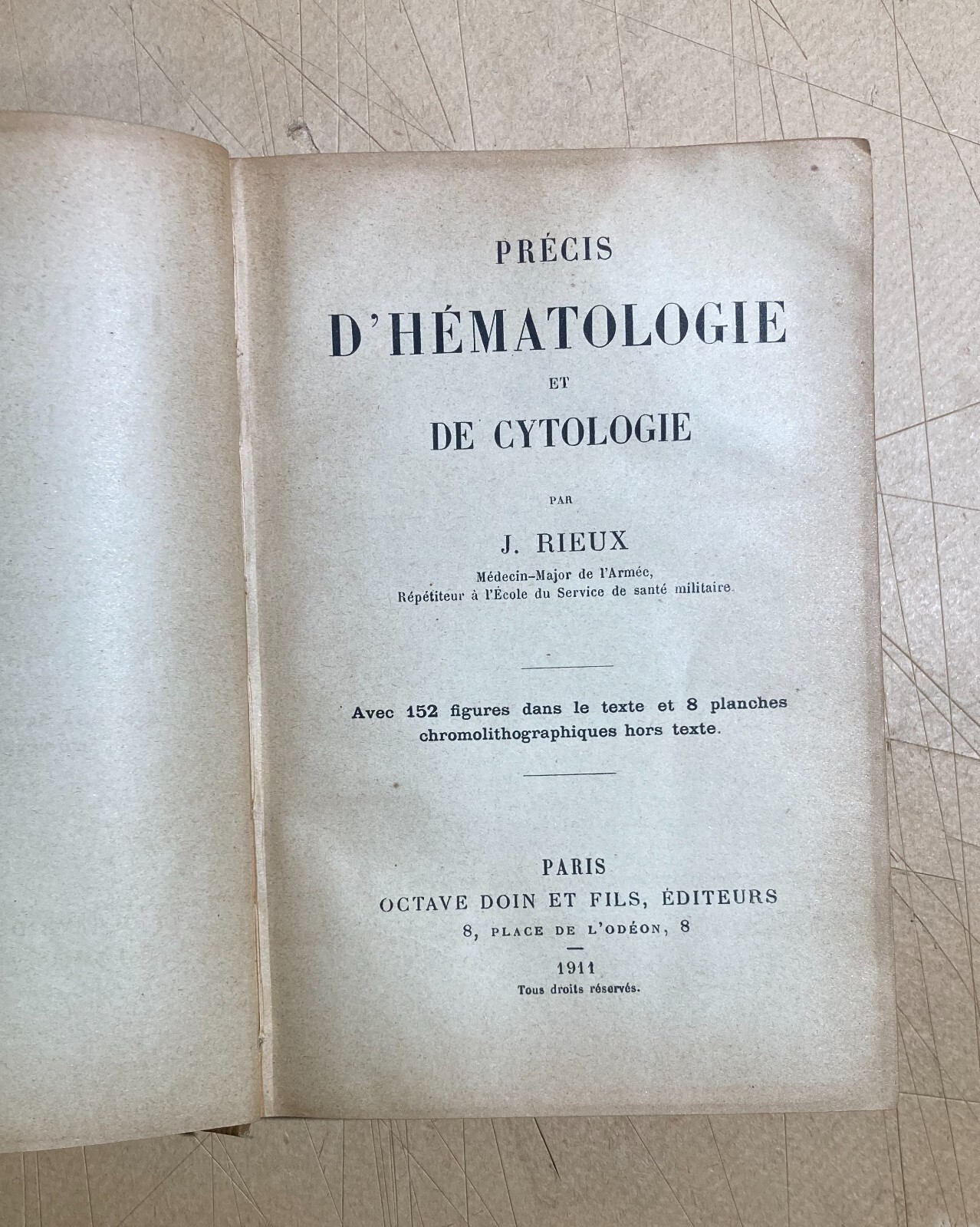 Medicina, Ematologia, Citologia, Chimica. Antica Edizione Francese. Rieux. Illustrata.