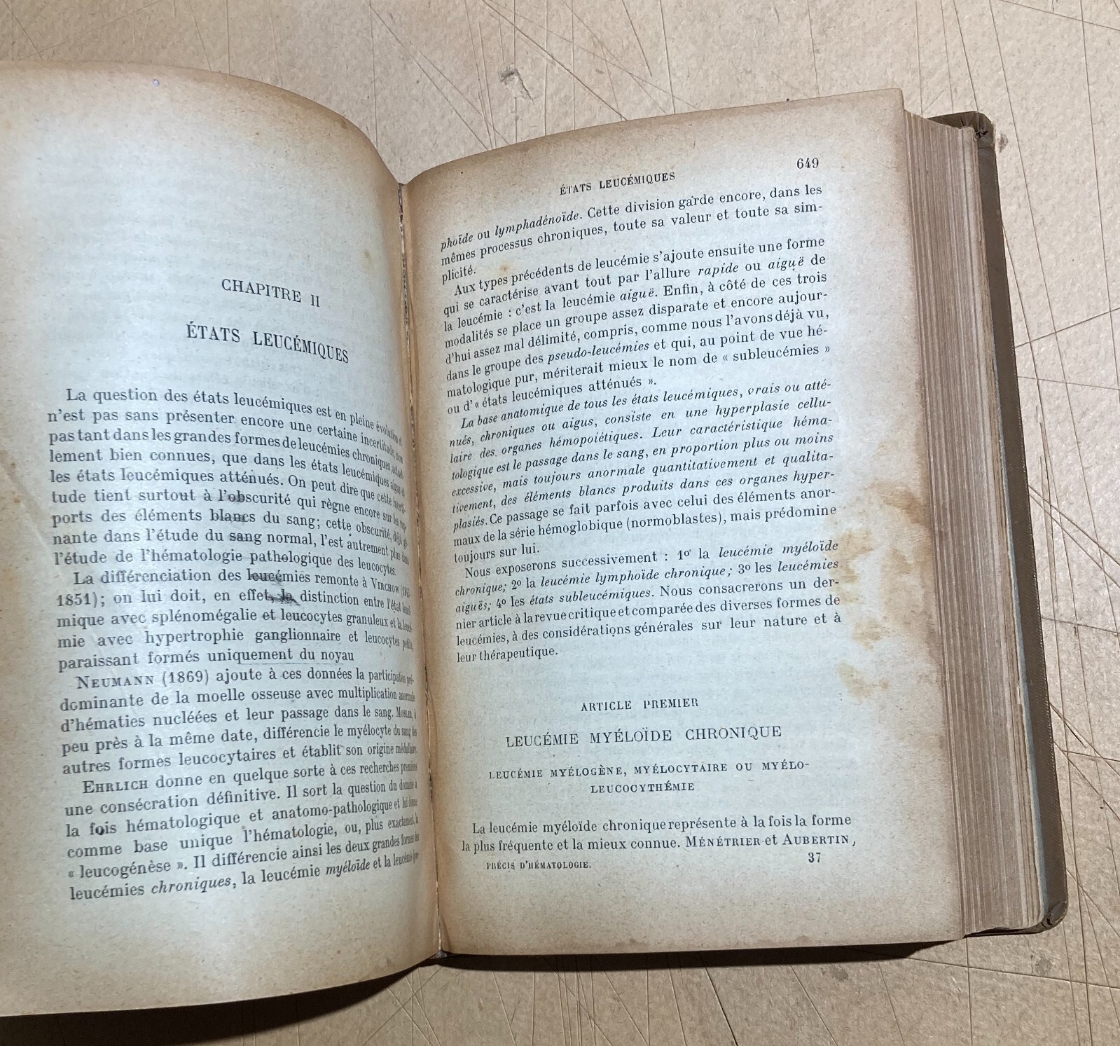 Medicina, Ematologia, Citologia, Chimica. Antica Edizione Francese. Rieux. Illustrata.