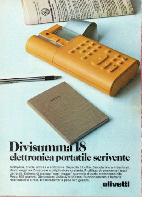 Divisumma 18. Calcolatrice d'Epoca Olivetti, Design Mario Bellini