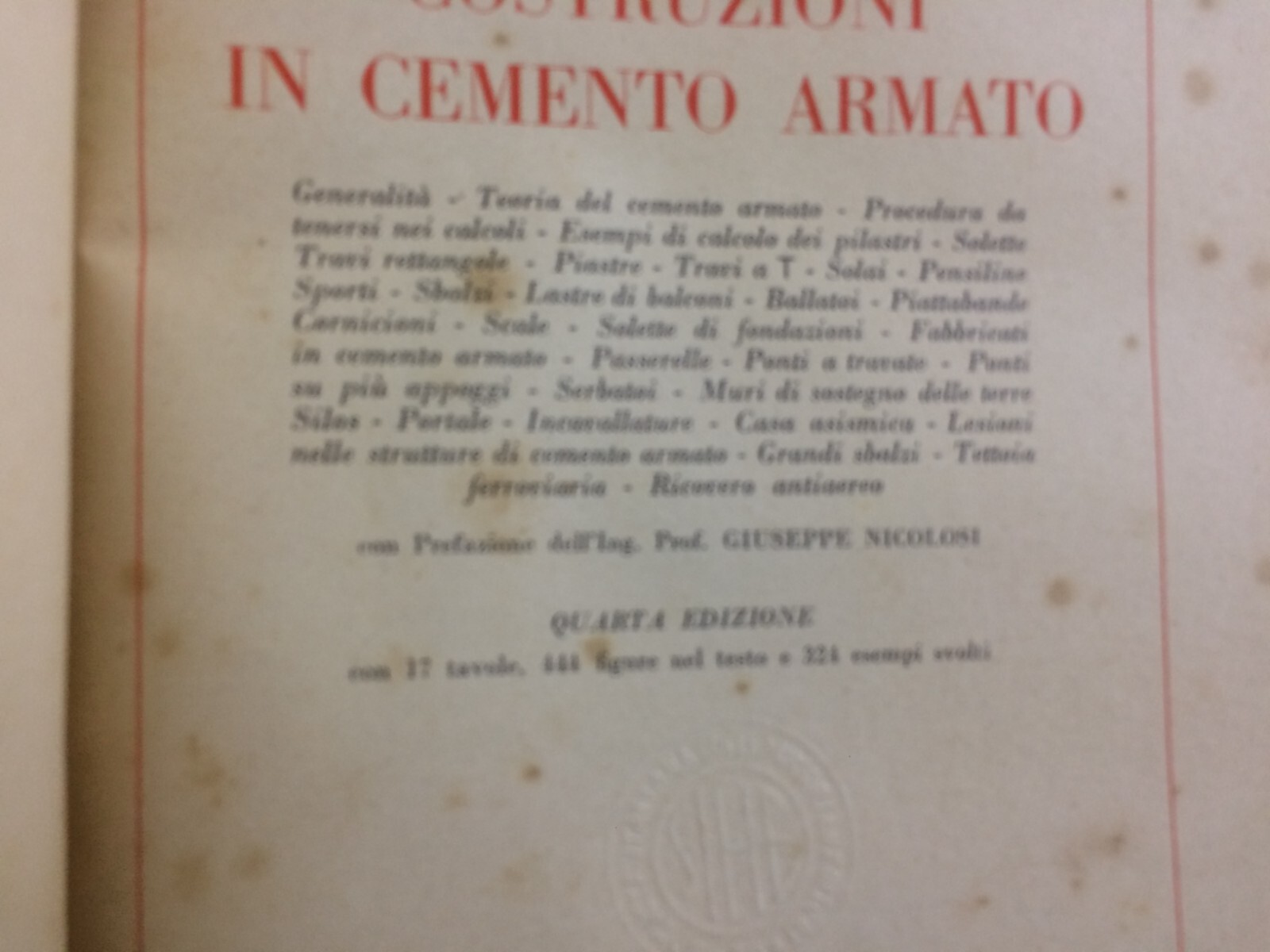 Costruzioni In Cemento Armato. Cristoforo Russo, Torino, 1947