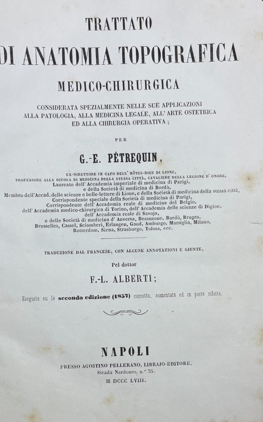 Medicina Topografica: Antico Trattato Di Petrequin E Alberti, Edizione Napoletana (1858)