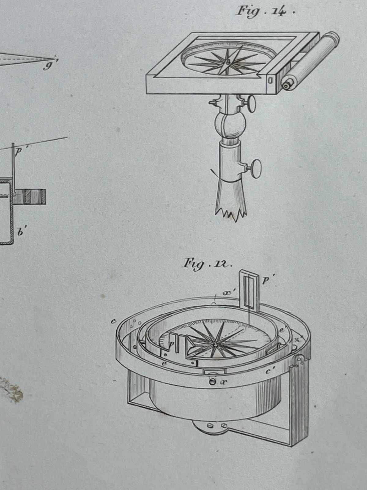 Fisica, Tecnica, Antica Strumentazione Scientifica, Bussola, Stampa Dell'Ottocento