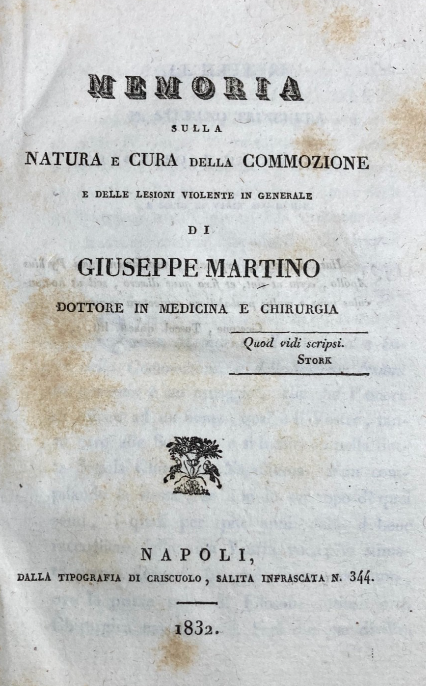 Medicina, Chirurgia E Lesioni Violente: Isernia, San Vincenzo Al Volturno, Giuseppe Martino, 1832