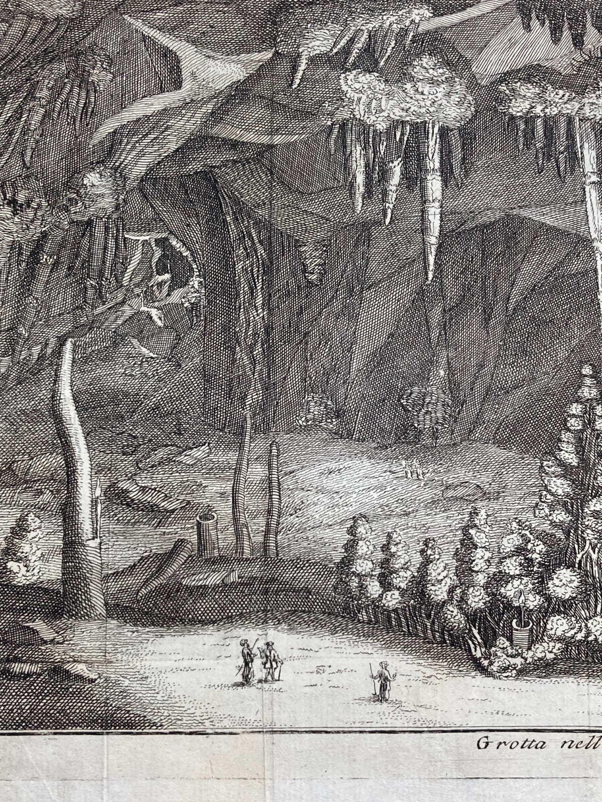 Storia Naturale: Geologia Della Grecia, Grotta Di Antiparos. Incisione Antica