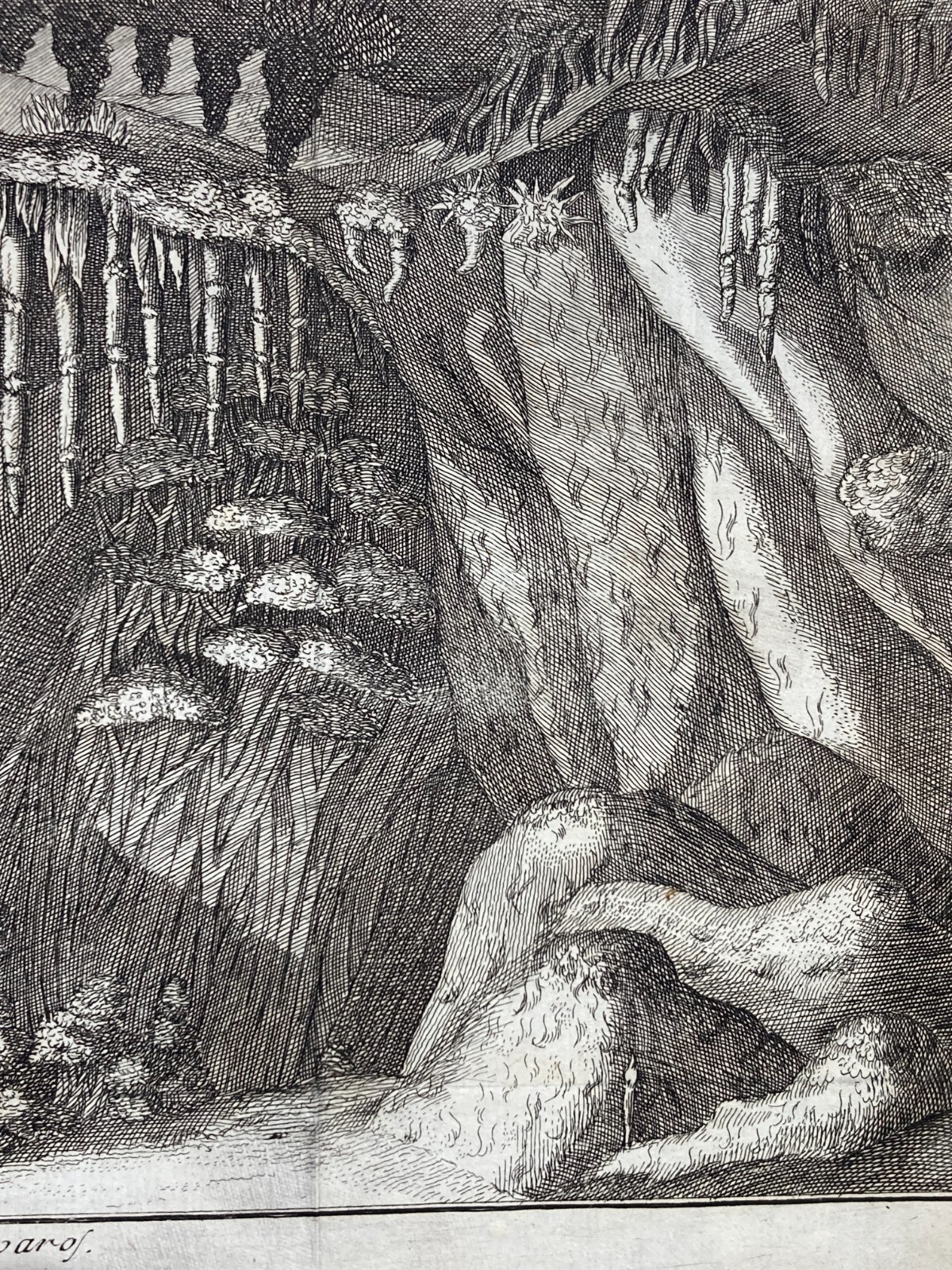 Storia Naturale: Geologia Della Grecia, Grotta Di Antiparos. Incisione Antica
