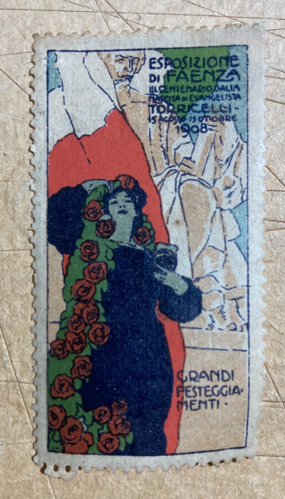 Faenza   Antico Chiudilettera Pubblicitario   Commemorazione Di Torricelli   1908