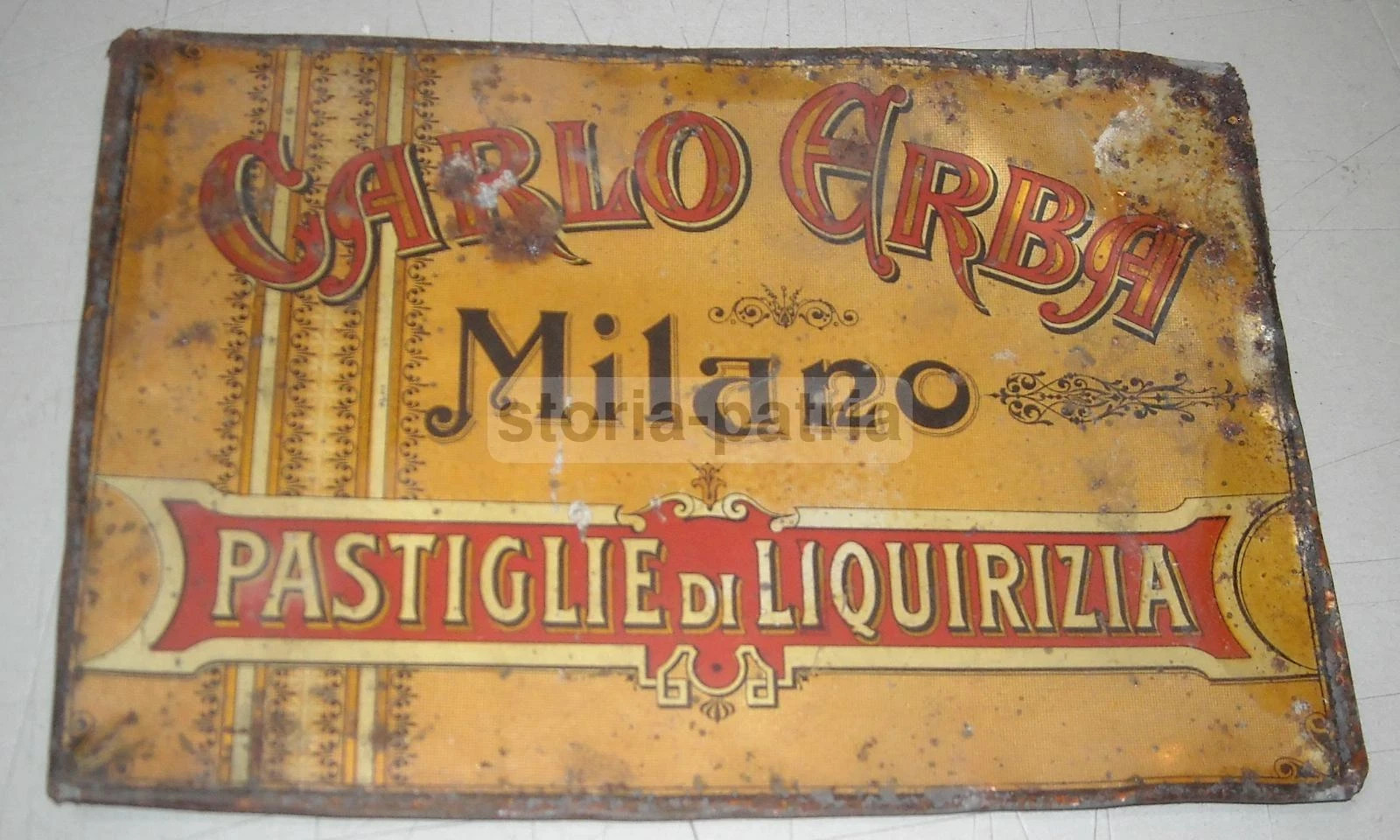 Milano: Farmaceutica, Medicina, Erboristeria   Carlo Erba, Latta Pubblicitaria d'Epoca