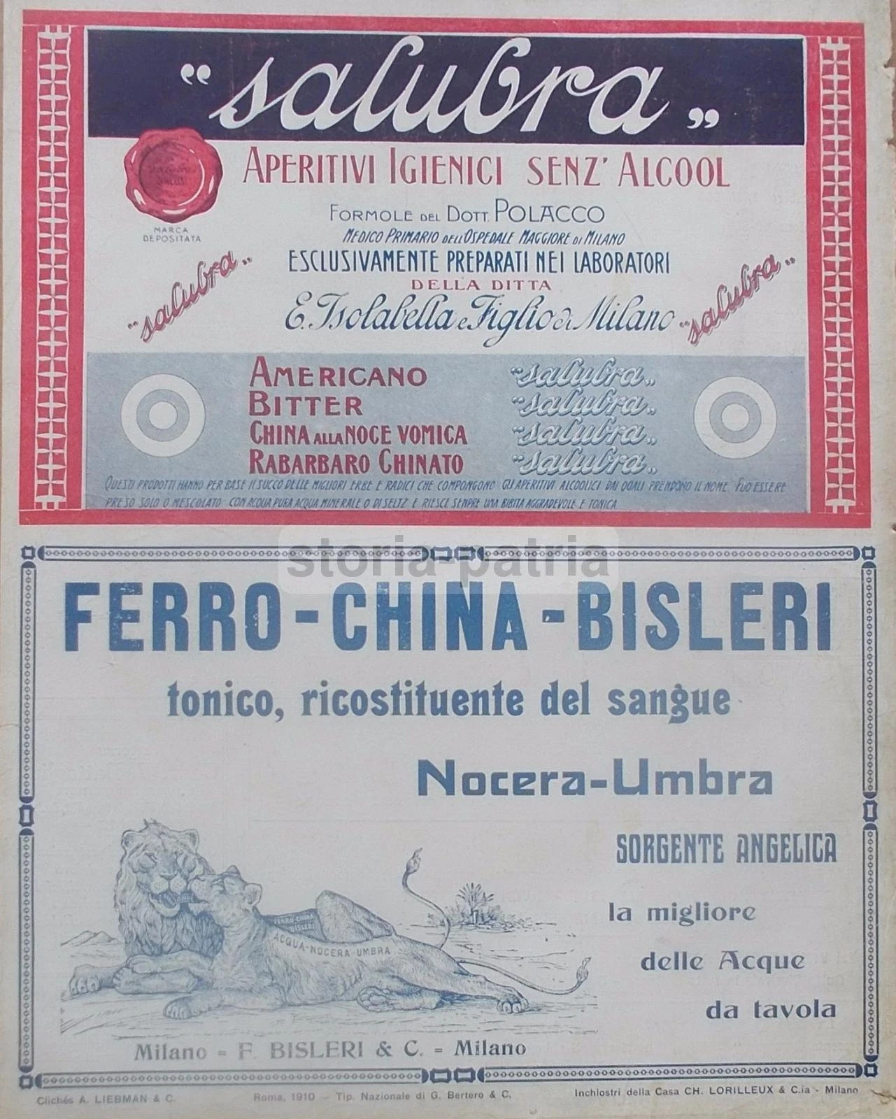 1910 Circa Pubblicità Medica E Liquori: Ferro China Bisleri, Isolabella, Fornari