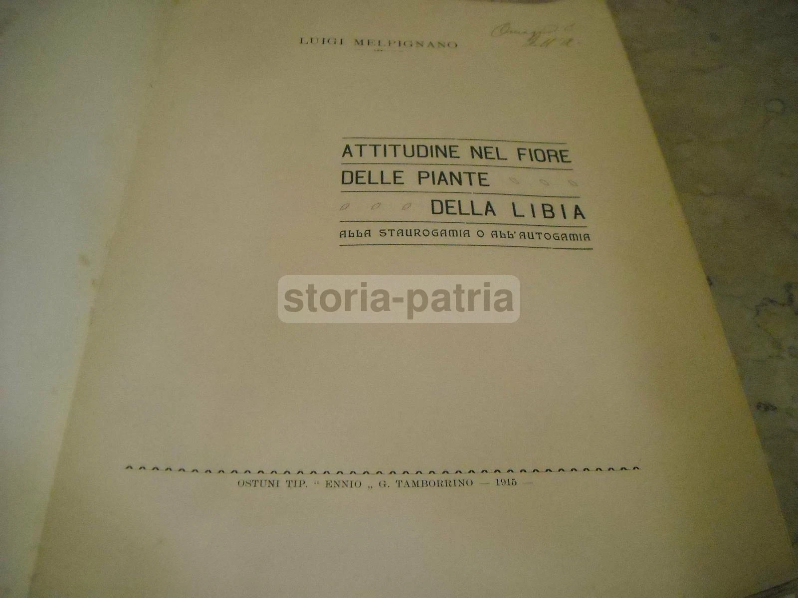Salento, Ostuni, Africa, Libia: Botanica, Staurogamia E Autogamia   Melpignano, Solari, 1915