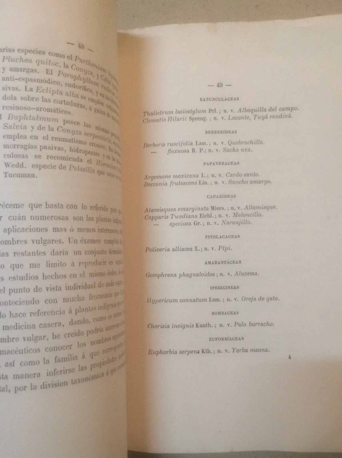 Medicina, Erboristeria E Farmacia: Botanica Medica Argentina Di Domingo Parodi (1881)