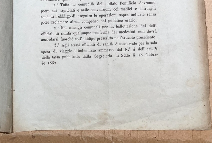 Medicina, Sanità E Regolamentazione Medica Nel 1835: Foglio Volante Del Cardinale Gamberini Su Carta Miliani