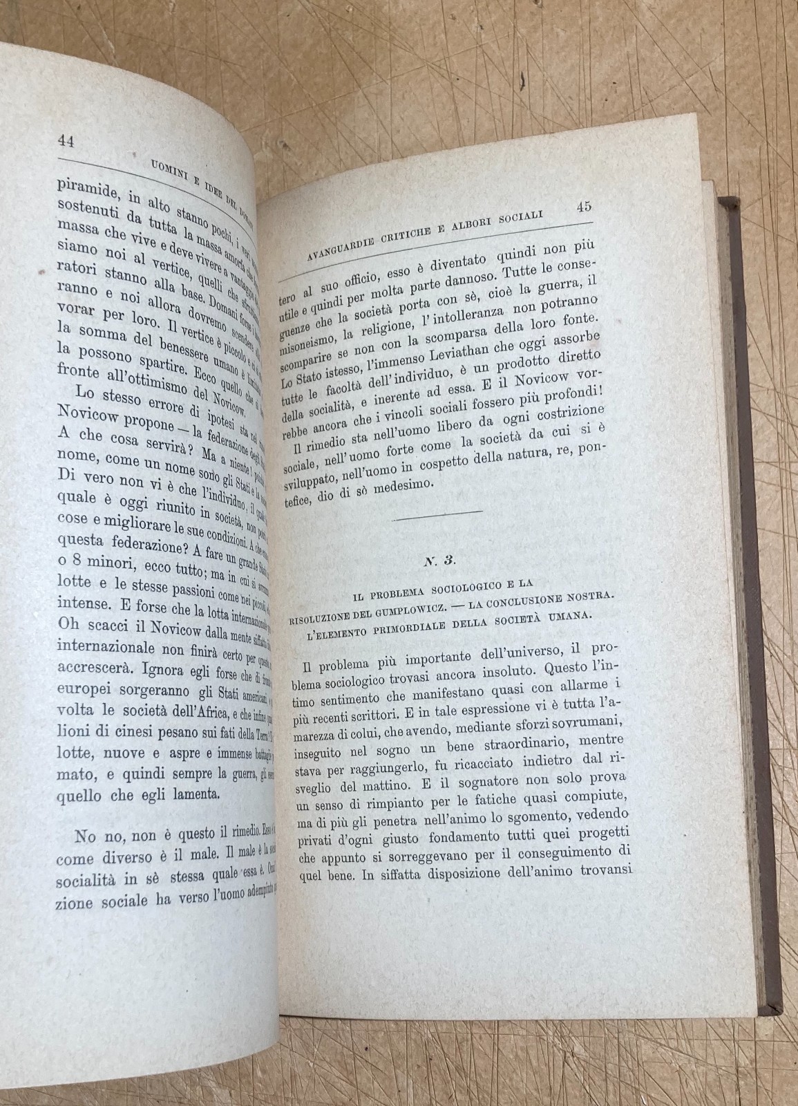 Progresso, Egoarchia, Razze, Società, Individualismo: Novicow, Gumplowicz, Morasso