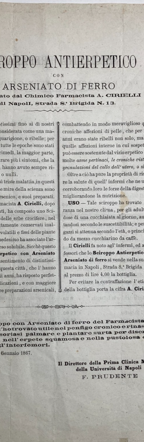 Medicina, Farmacia, Chimica, Dermatologia, Ginecologia: Antierpetico Cirielli, Napoli