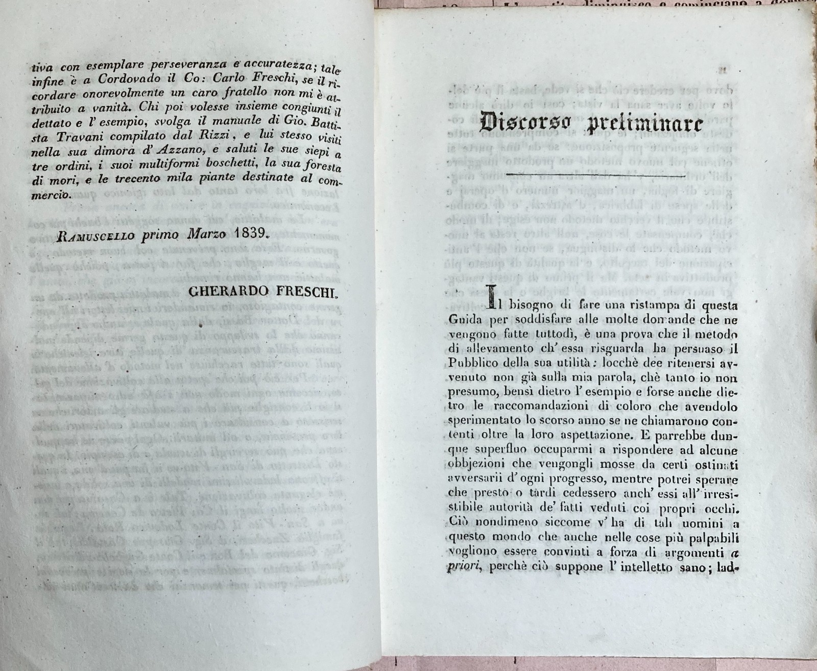 Bachi Da Seta, Allevamento, San Vito, Ramuscello, Freschi. Antica Edizione, 1840, Rara