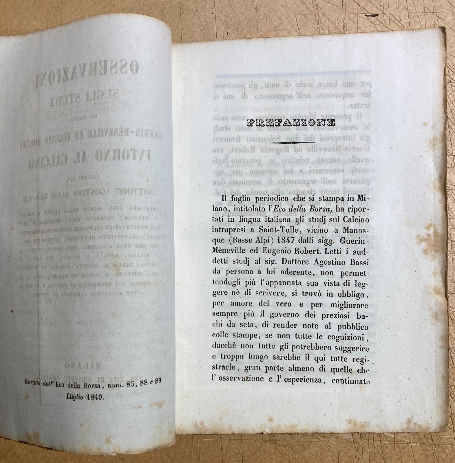 Bachi Da Seta, Calcino, Lodi, Agostino Bassi, Guerin Meneville, Robert, 1849