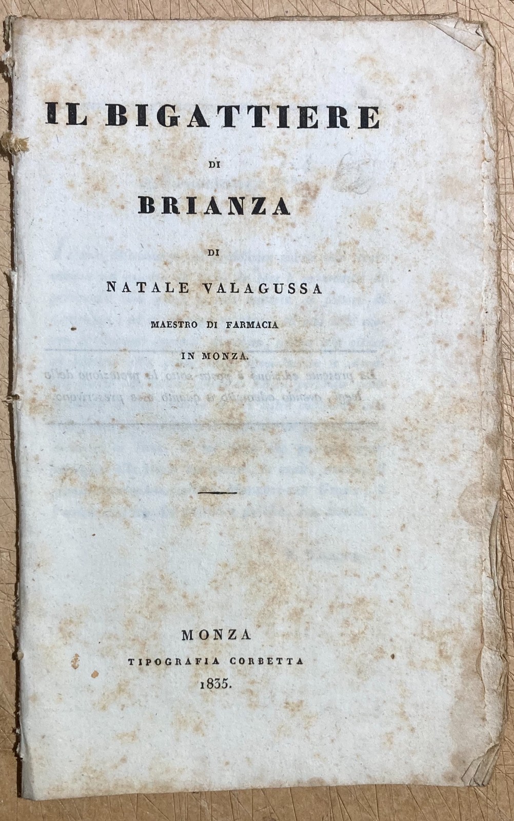 Bachi Da Seta   Natale Valagussa   Il Bigattiere Di Brianza   Edizione Antica   Monza   1835