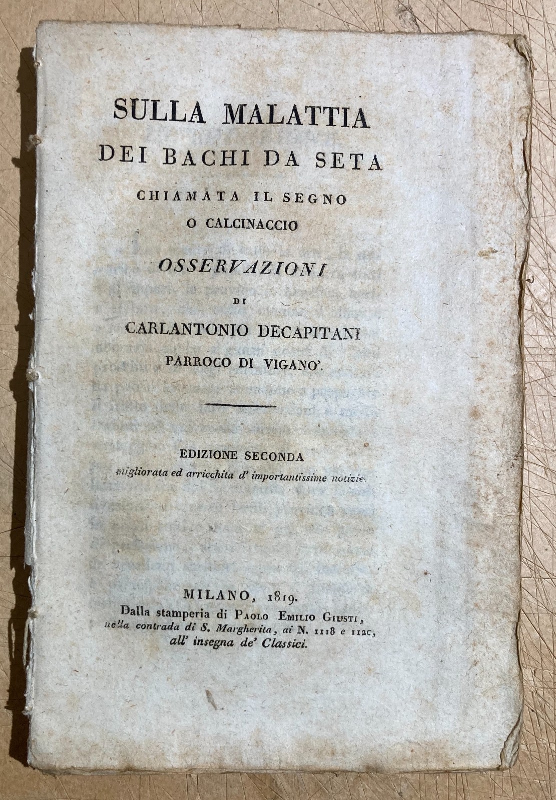 Bachi Da Seta: Allevamento, Malattie, Calcinaccio. Lombardia, Brianza, Viganò, 1819