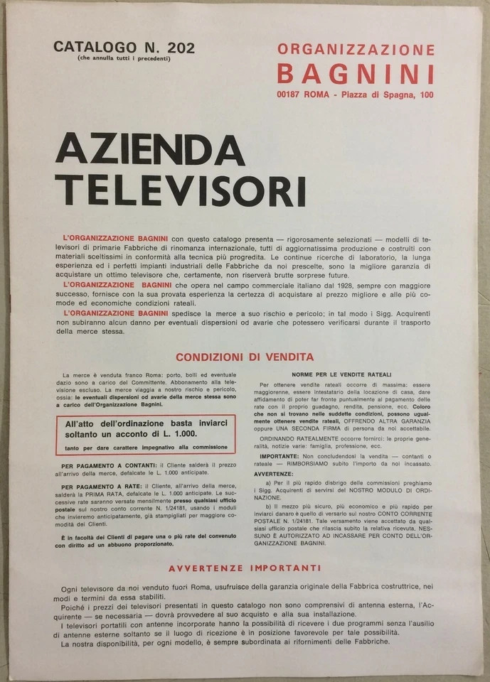 Radiotecnica, Musica, Televisione, Roma, Bagnini: Catalogo Illustrato Pubblicitario