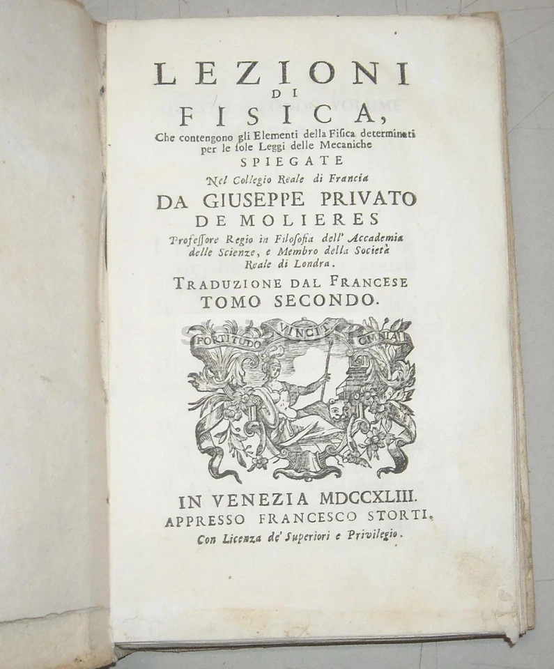 Fisica, Chimica, Aria, Acqua, Olio, Fuoco, Luce, Calore, Sale. Edizione Di Venezia, 1743