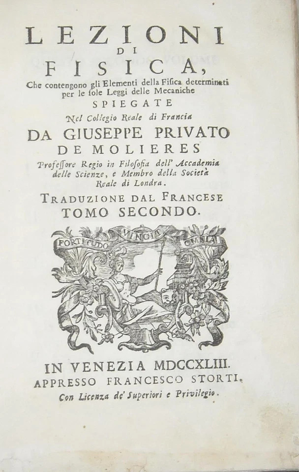 Fisica, Chimica, Aria, Acqua, Olio, Fuoco, Luce, Calore, Sale. Edizione Di Venezia, 1743