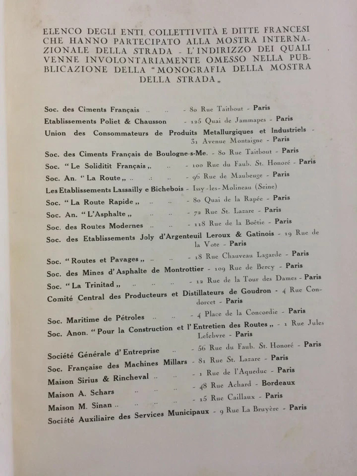 Ingegneria, Strade E Asfalto: Mostra Della Strada, Milano 1926