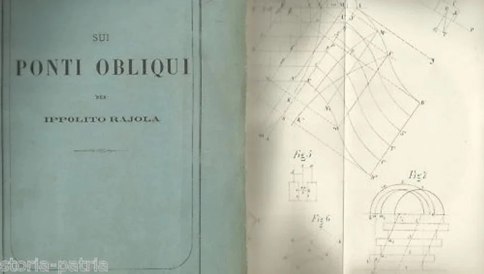 Engineering: Oblique Bridges. Rajola, Naples. Antique Edition with Illustrated Plate