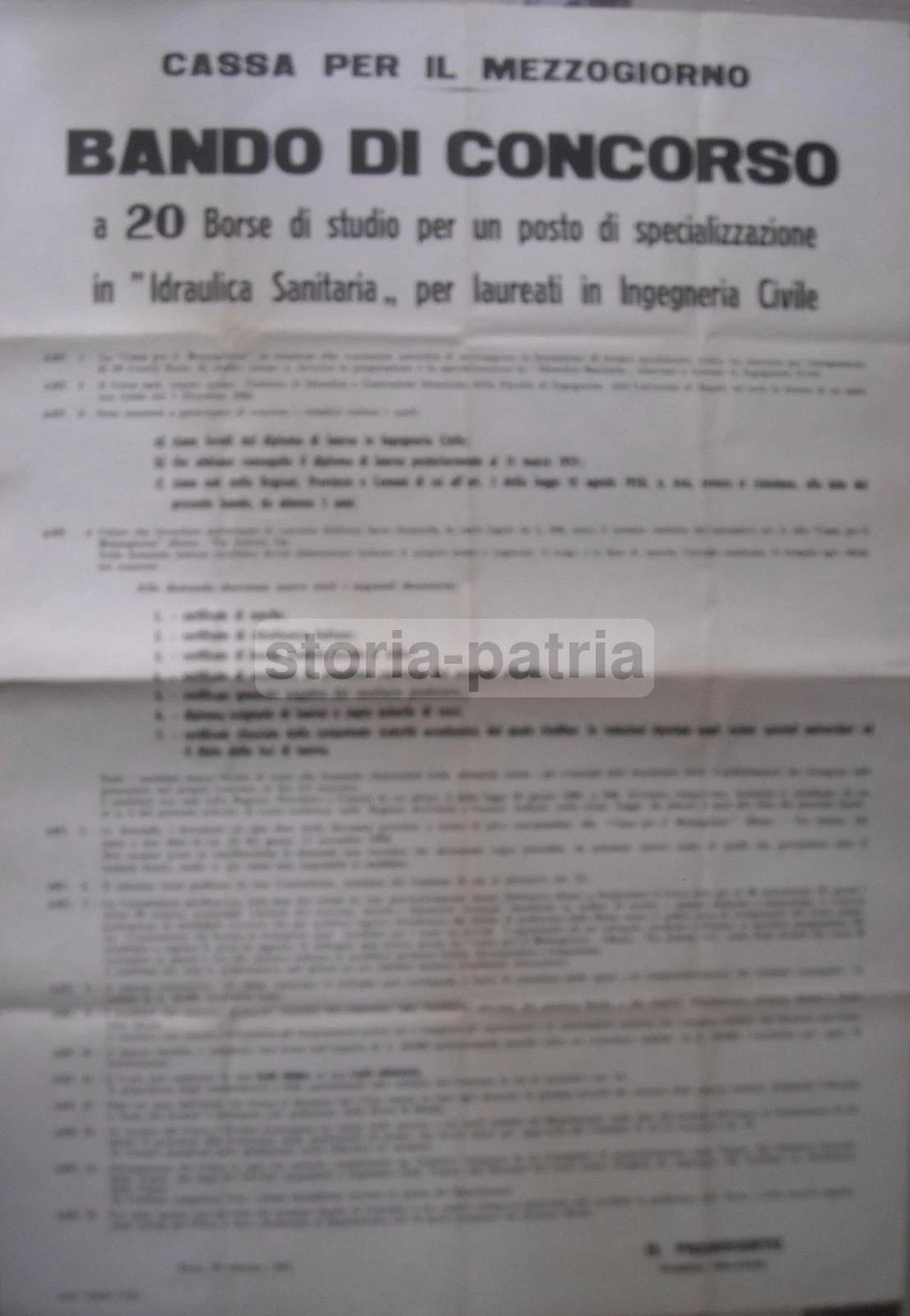 Meridione: Concorso Per Borse Di Studio In Ingegneria Sanitaria E Idraulica, Manifesto 1955