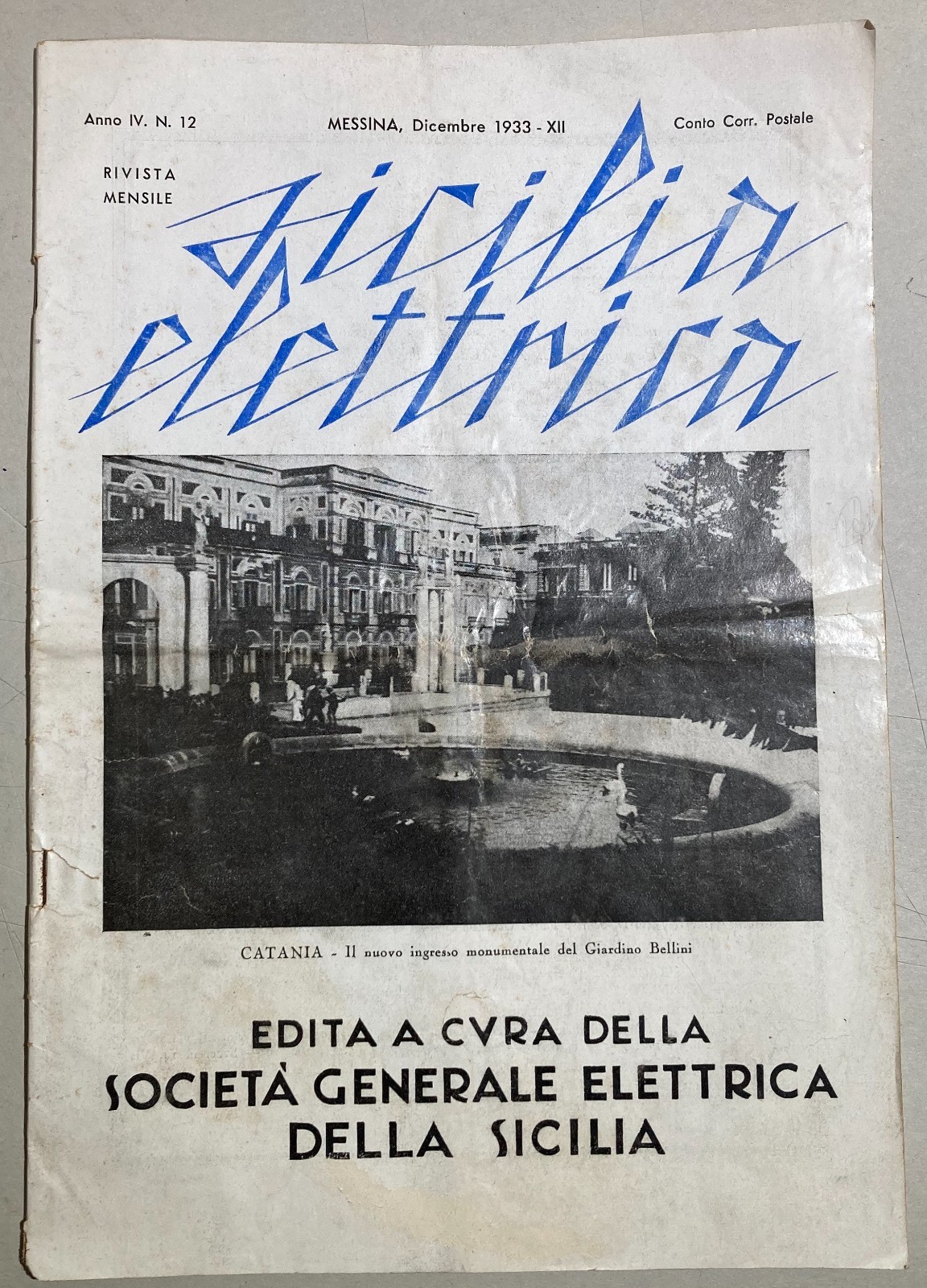 Sicilia Elettrica, Dicembre 1933: Rivista Della Società Generale Elettrica Della Sicilia