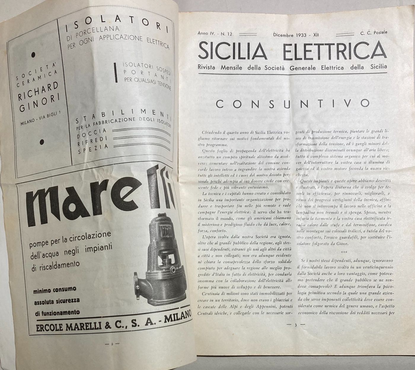 Sicilia Elettrica, Dicembre 1933: Rivista Della Società Generale Elettrica Della Sicilia