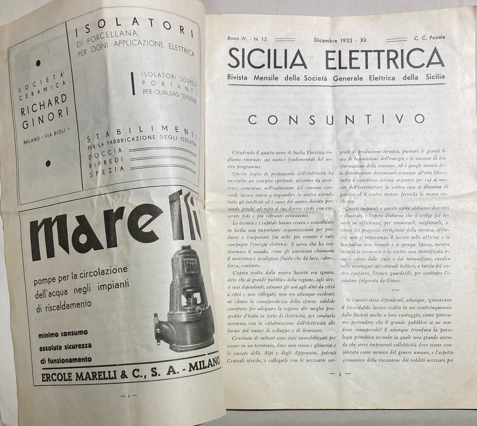 Sicilia Elettrica, Dicembre 1933: Rivista Della Società Generale Elettrica Della Sicilia