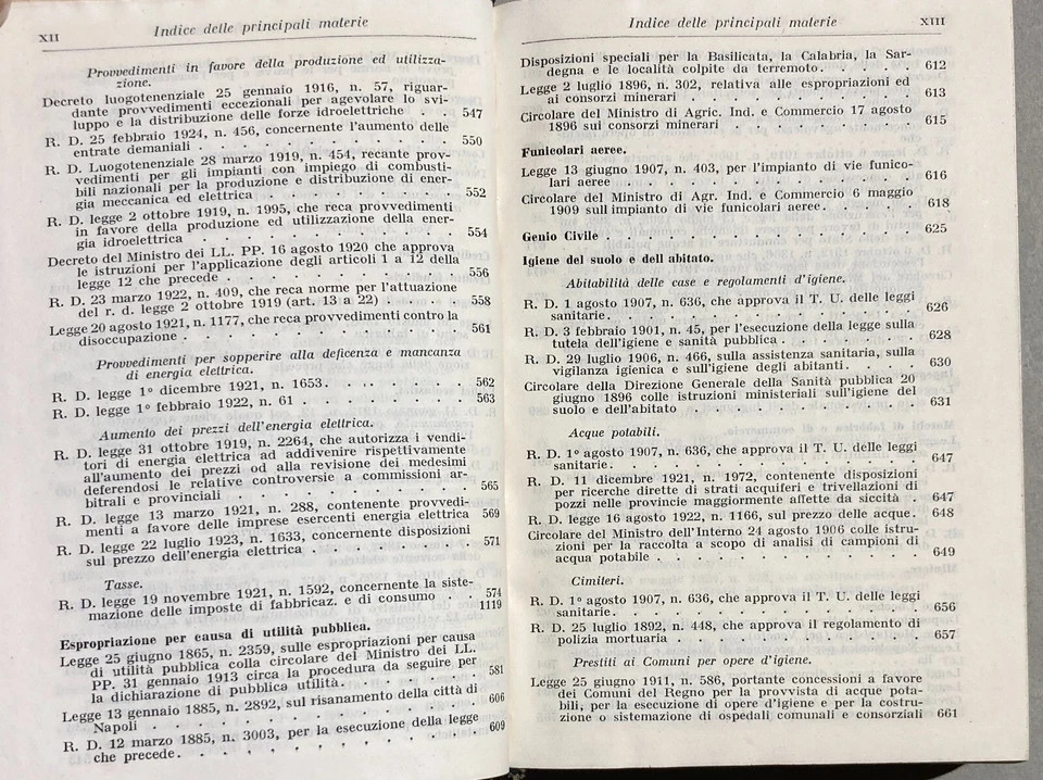 Giuridica, Ingegneria, Idraulica, Navigazione, Bonifiche, Ferrovie, Igiene, Hoepli, 1925