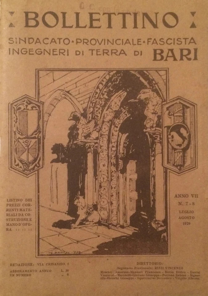 Puglia, Bari: Ingegneria, Stadio Della Vittoria, Concorso E Prezziario In Edilizia, 1929