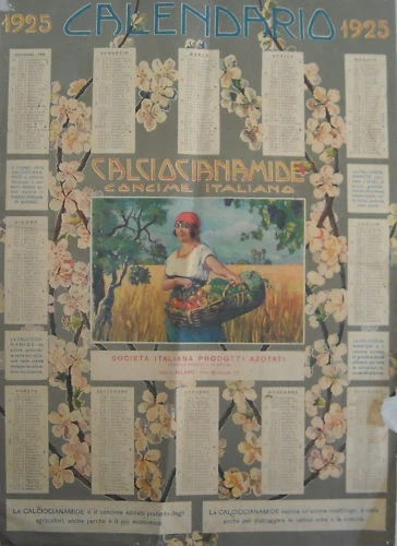 Calendario Pubblicitario 1925 Società Italiana Prodotti Azotati   Calciocianamide