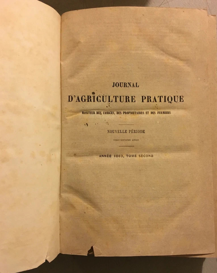 Agraria: Agricoltura Pratica, Fattorie, Allevamenti E Coltivazioni. Rivista d'Epoca, 1863