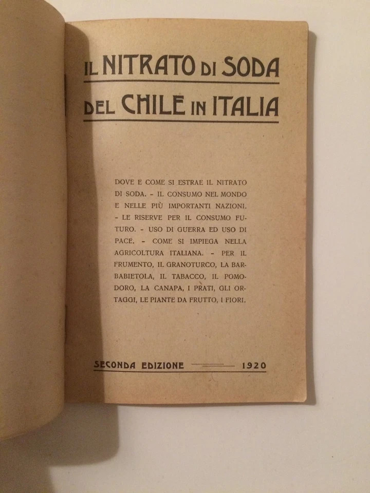 Il Nitrato Di Soda Del Chile In Italia (1920)