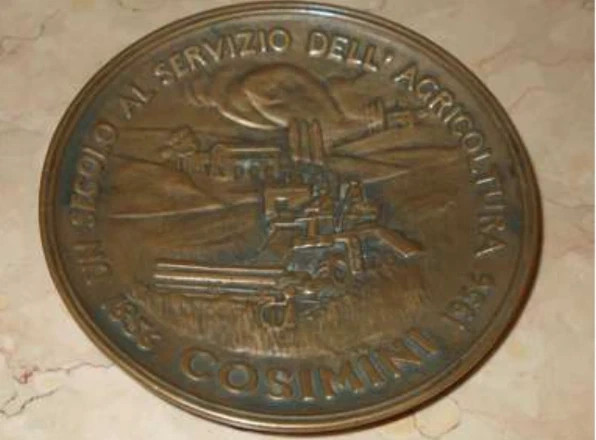 Cosimini, Un Secolo Al Servizio Dell'Agricoltura (1856 1956). Placca Pubblicitaria In Metallo