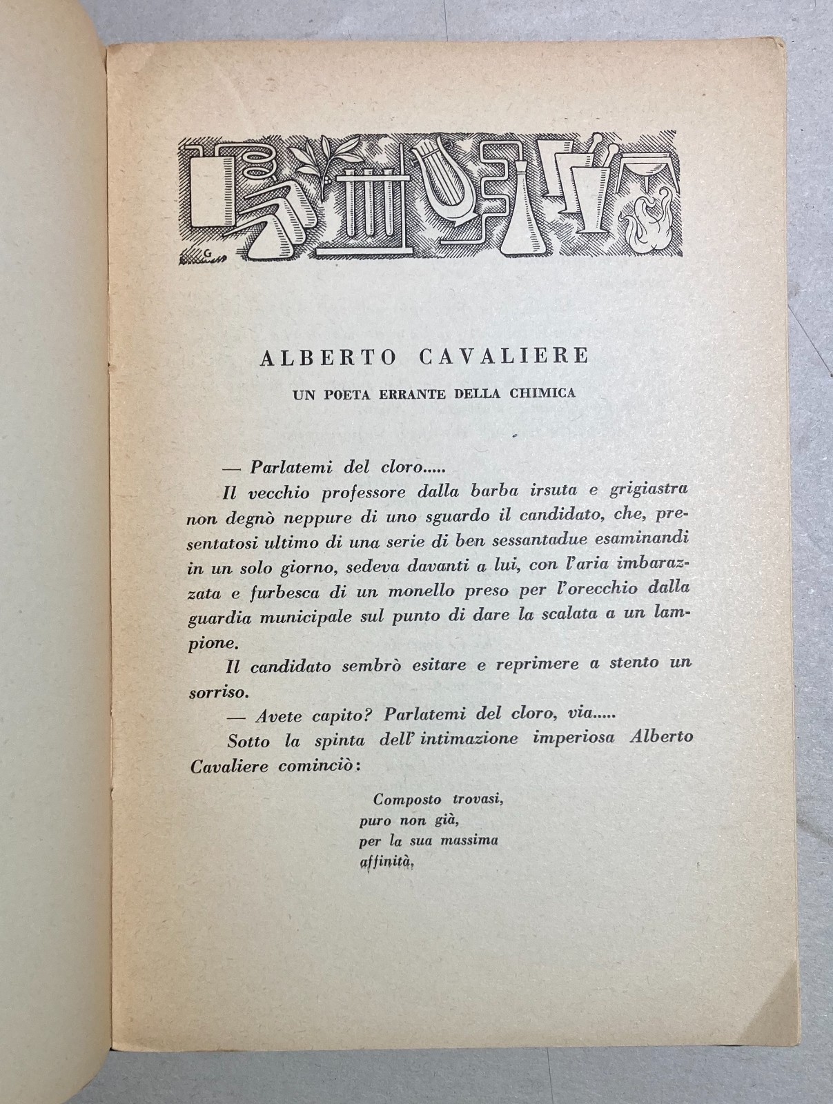 Chimica In Versi. Alberto Cavaliere. Copertina Di Garrasi. 1955