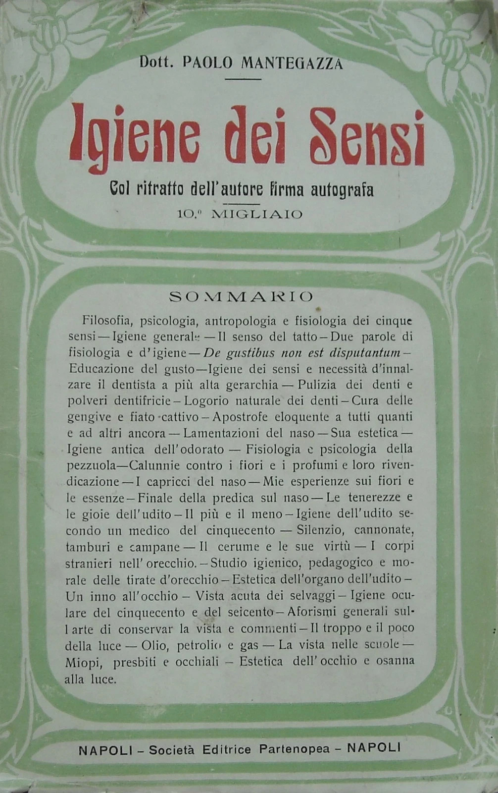 Medicina, Antropologia E Igiene: Denti, Naso, Orecchio E Oculistica Di Paolo Mantegazza