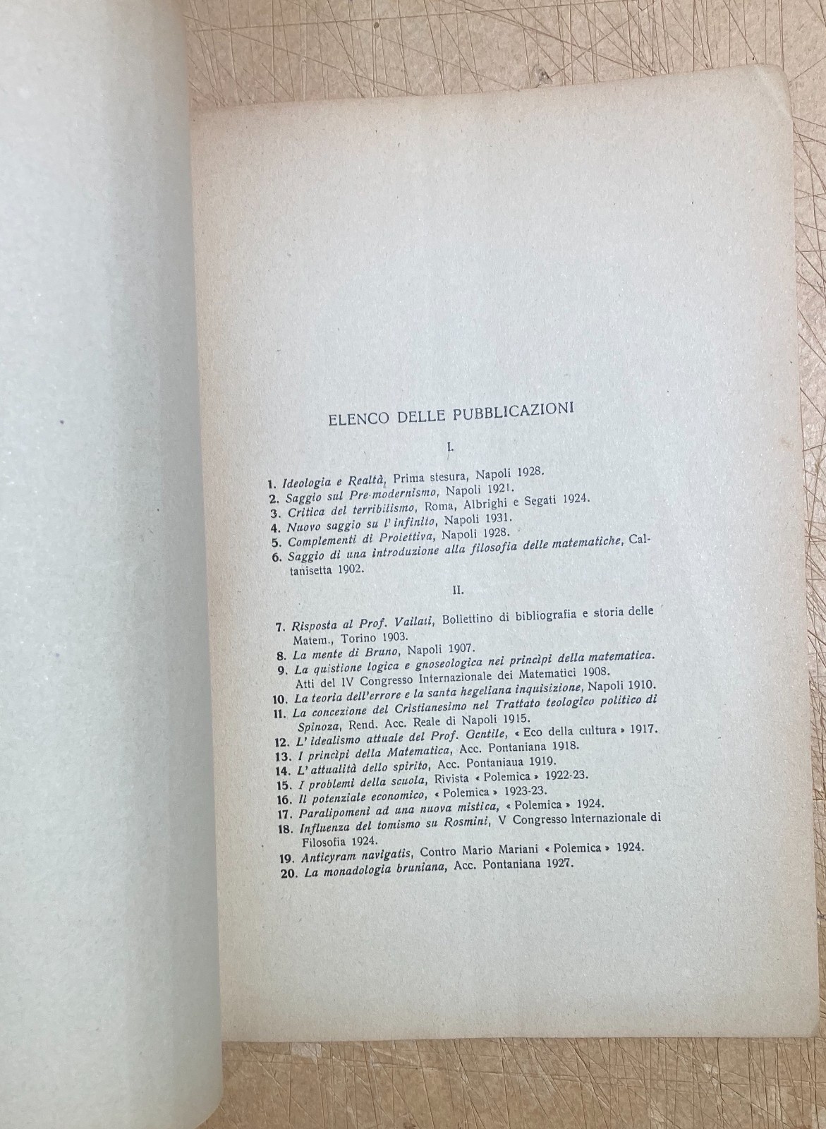 Generoso Gallucci, Professione Di Fede Di Un Silenziario. Napoli, 1939