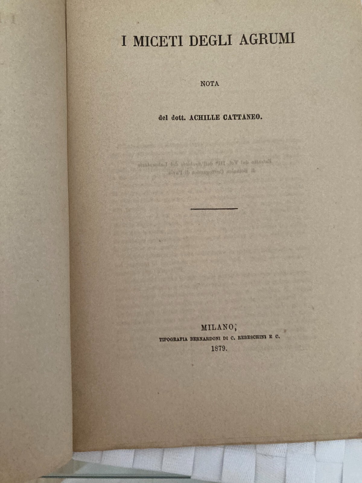 Agraria, Botanica, Agrumi E Miceti. Achille Cattaneo, 1879, Pavia. Litografia Marelli.