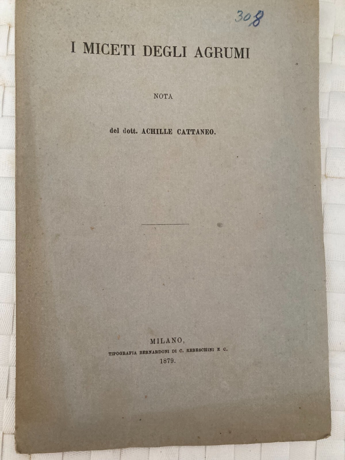 Agraria, Botanica, Agrumi E Miceti. Achille Cattaneo, 1879, Pavia. Litografia Marelli.