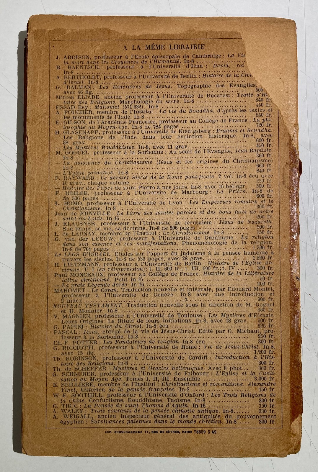 Teologia, Esoterismo, Sacro Razionale E Irrazionale   Rudolf Otto   1949