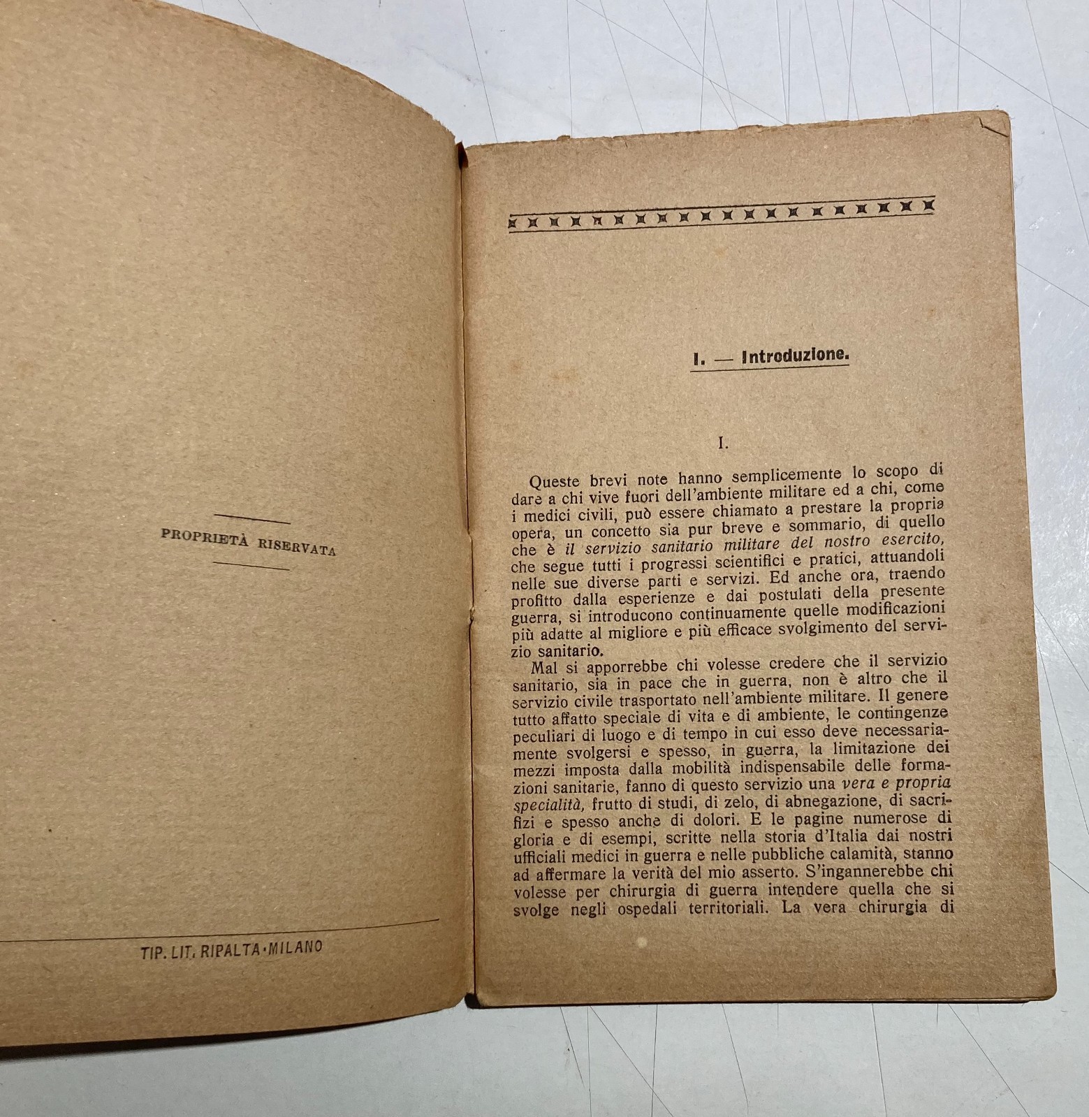 Medicina Militaria: Ospedalizzazione Militare In Guerra. Servizio Sanitario, 1915
