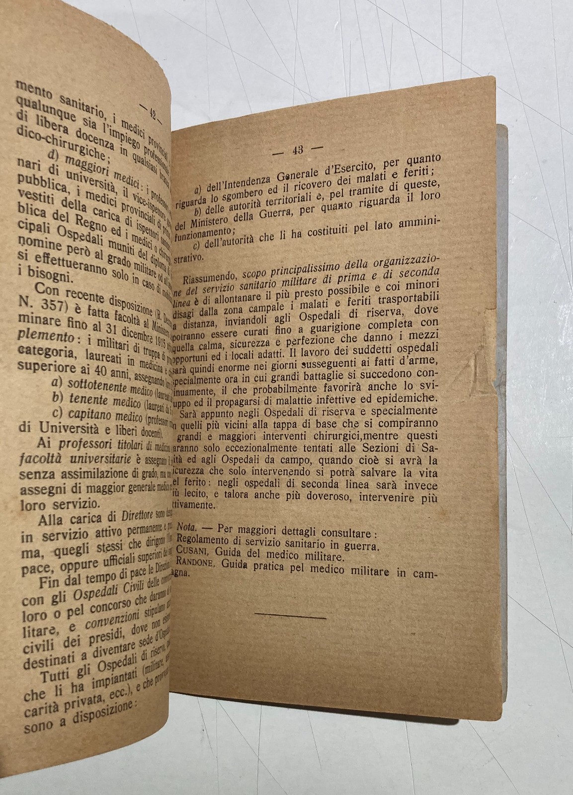 Medicina Militaria: Ospedalizzazione Militare In Guerra. Servizio Sanitario, 1915