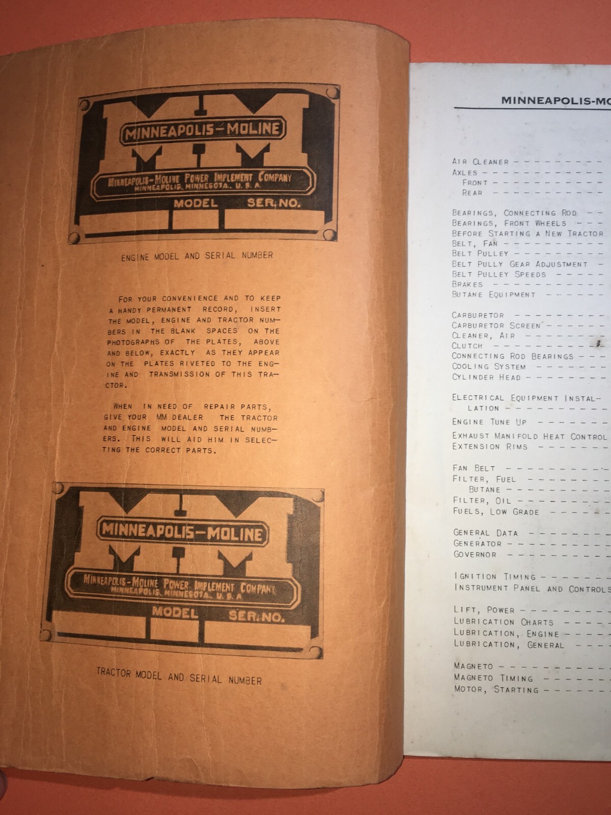 Tecnica, Motori, Trattori, Agricoltura: Manuale Pubblicitario Minneapolis Moline, USA