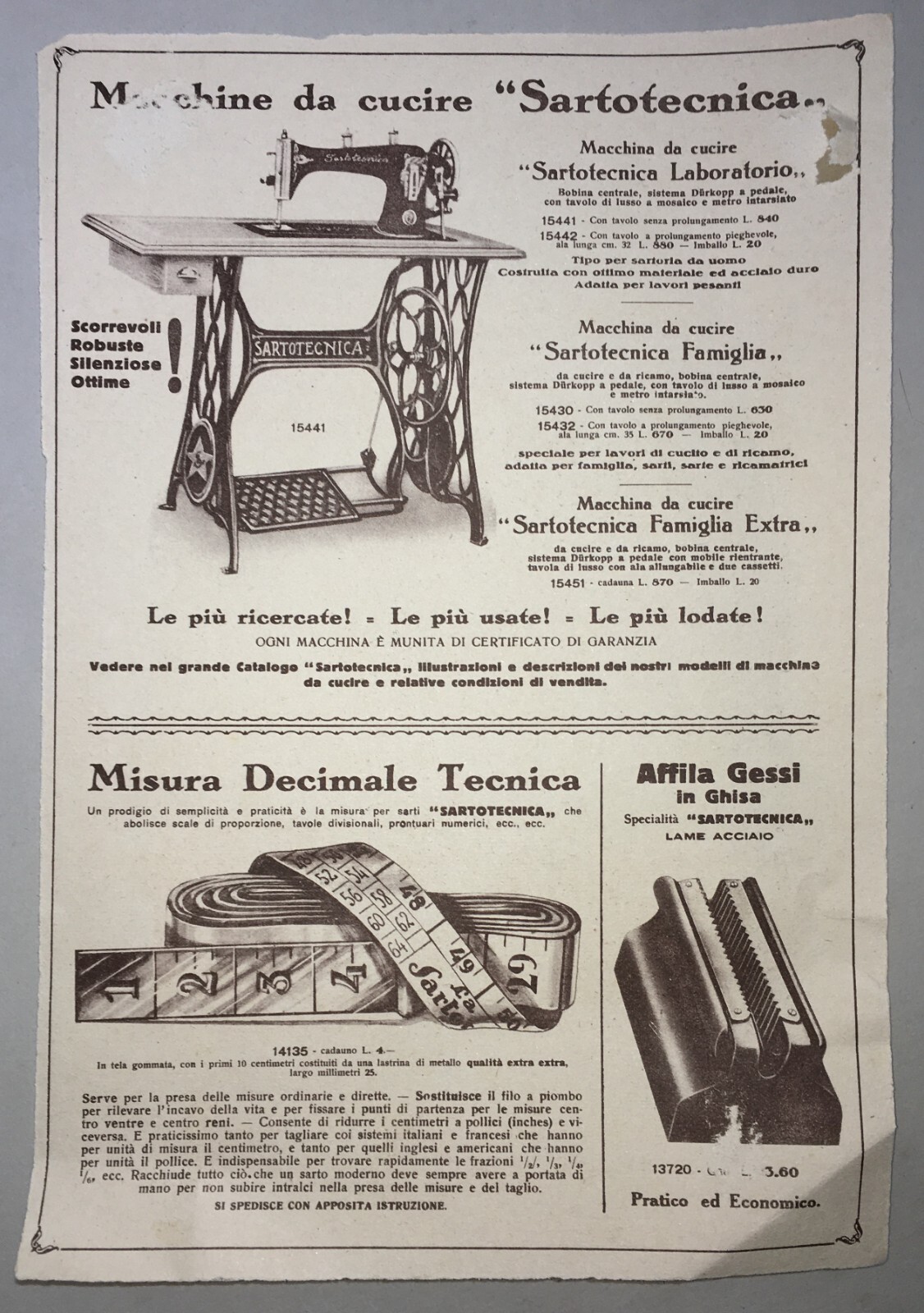 Moda   Abbigliamento Maschile   Milano   La Sartotecnica   Antica Pubblicità   1929