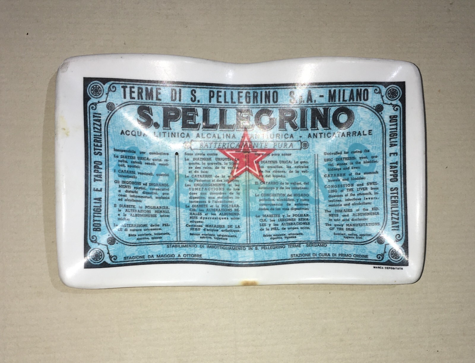 Medicina   Acque Termali   S. Pellegrino (Milano). Vassoio Pubblicitario Stimpla, 1968