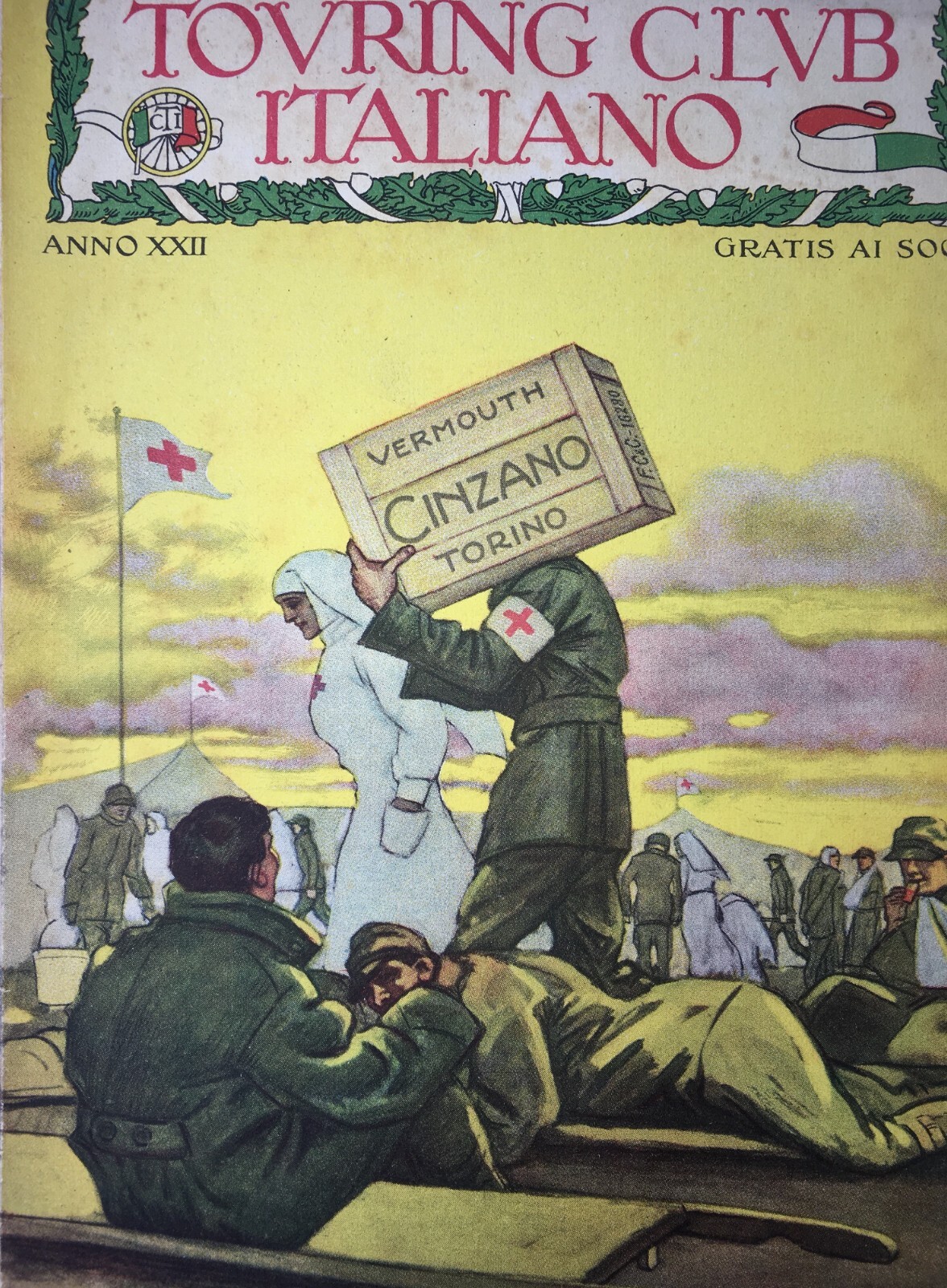 Vermouth Cinzano, Croce Rossa E Grande Guerra, Dudovich E Antonioli, 1918